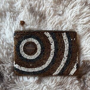 Unique Vintage Beaded Clutch - Gold and White